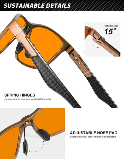 Blue Light Blocking Glasses Men, Black Al-Mg Metal Carbon Fiber