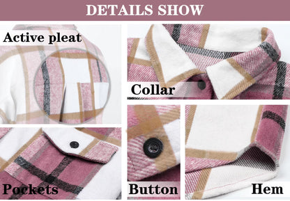 Flannel Shirts for Women Plaid Jackets Long Sleeve Shackets Womens Button down Coats Warm Blouses