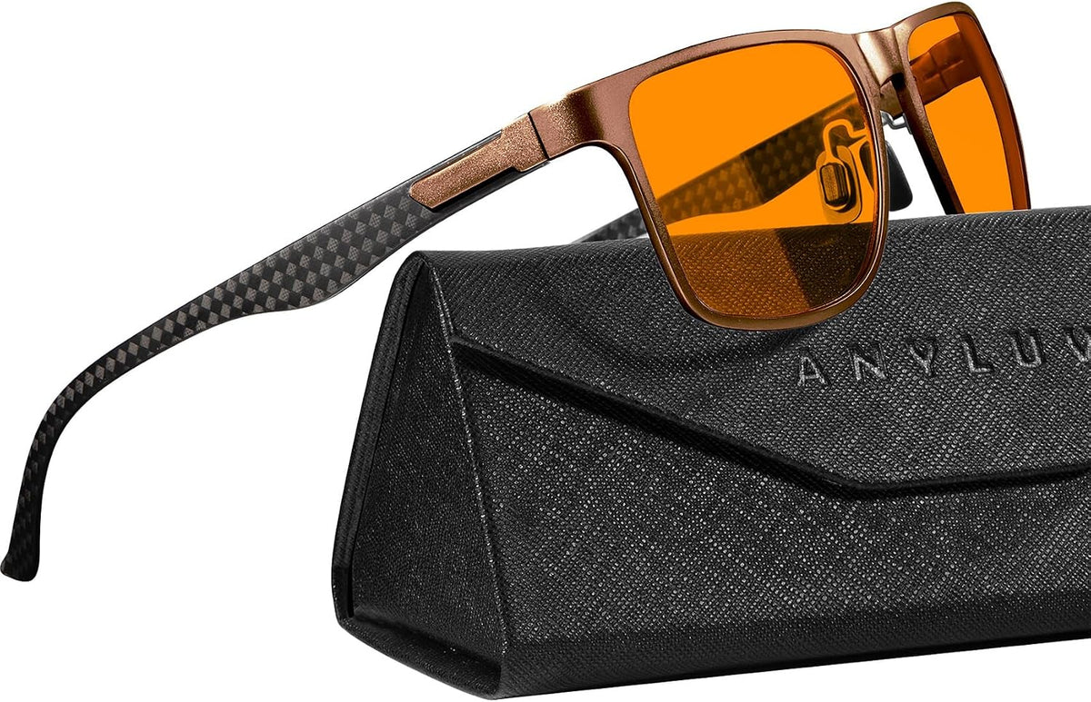 Blue Light Blocking Glasses Men, Black Al-Mg Metal Carbon Fiber